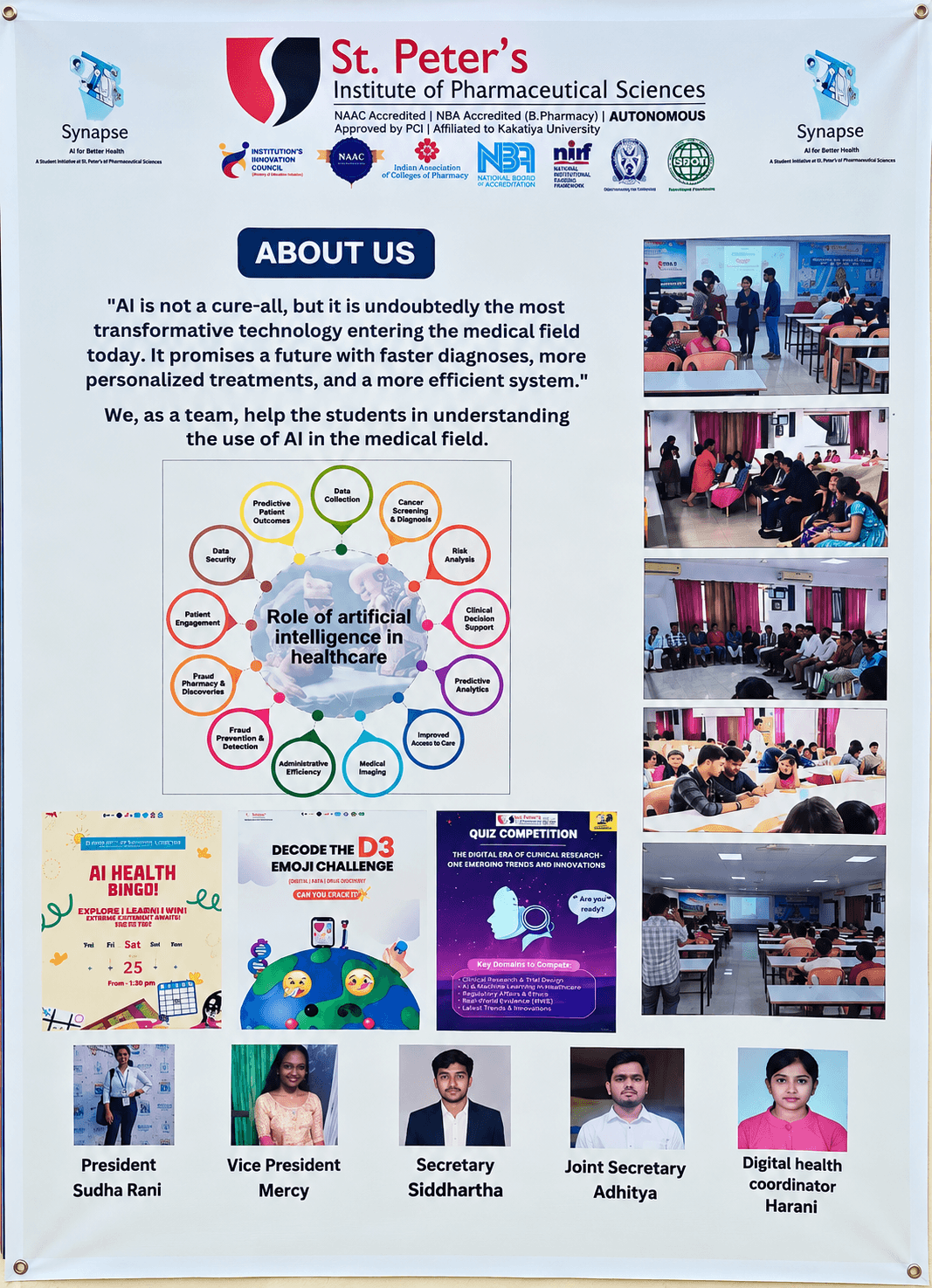 Synapse – AI for Better Health poster – role of AI in healthcare and quiz competitions
