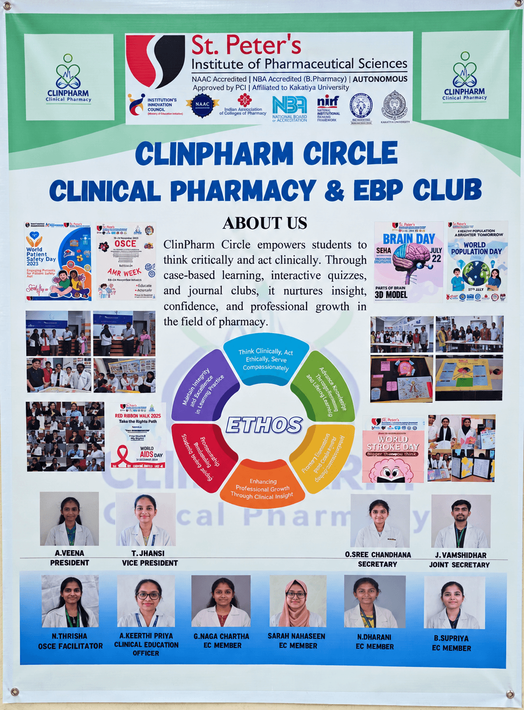 ClinPharm Circle – Clinical Pharmacy & EBP Club poster – ETHOS and clinical activities