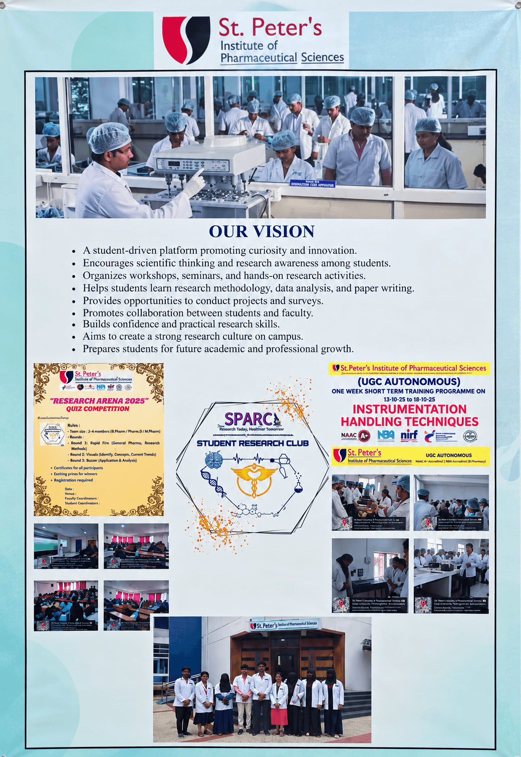 SPARC Student Research Club poster – vision, research arena 2025 and instrumentation training